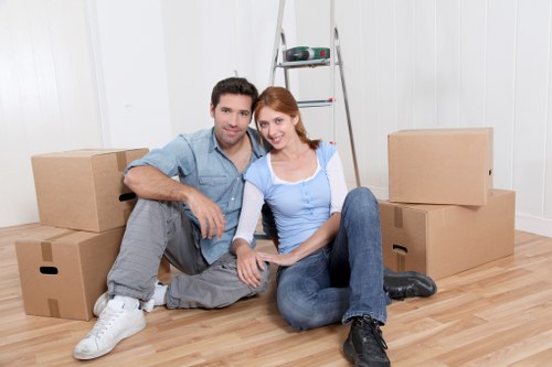 Office relocation setup in Camden with desks and equipment ready to move