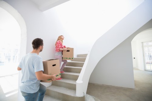Local removals team navigating a Camden street