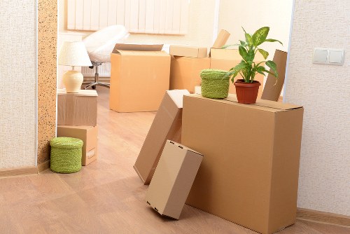 Office furniture and equipment prepared for a Camden commercial move